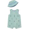 Little Me baby-boys 2-piece Seersucker Sunsuit Swim Essentials Playwear and Hat Set(Bright Green/Multi)