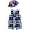 Little Me baby-boys 2-piece Seersucker Sunsuit Swim Essentials Playwear and Hat Set(Medieval Blue/Multi)