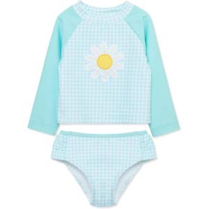 Little Me Baby Girls Little Girls’ Two-Piece UPF+ 50 Sun Protection Rash Guard Set(Daisy Blue)
