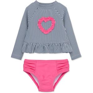 Little Me Baby Girls Little Girls’ Two-Piece UPF+ 50 Sun Protection Rash Guard Set(Medieval Blue)