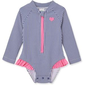 Little Me Baby Girls Little Girls’ Two-Piece UPF+ 50 Sun Protection Rash Guard Set(Navy Stripe)
