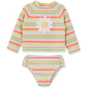 Little Me Baby-Girls Little Girls’ Two-Piece UPF+ 50 Sun Protection Rash Guard Set(Ice Cream Daisy)