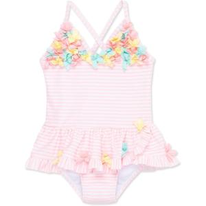 Little Me Baby-Girls Little Girls’ UPF 50+ Sun Protection One Piece Swimsuit(3d Bright Pink)