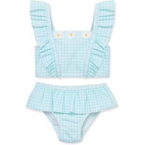 Little Me Baby-Girls Little Girls’ UPF 50+ Sun Protection One Piece Swimsuit(Blue Tint)