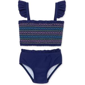 Little Me Baby-Girls Little Girls’ UPF 50+ Sun Protection One Piece Swimsuit(Blueberry)