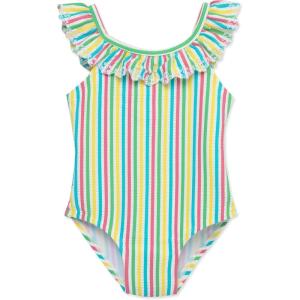 Little Me Baby-Girls Little Girls’ UPF 50+ Sun Protection One Piece Swimsuit(Multi Stripe)