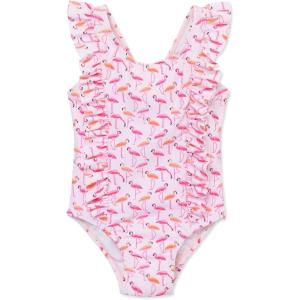 Little Me Baby-Girls Little Girls’ UPF 50+ Sun Protection One Piece Swimsuit(Pink Flamingo)