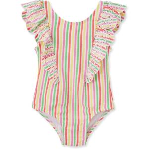 Little Me Baby-Girls Little Girls’ UPF 50+ Sun Protection One Piece Swimsuit(Pink Ice Cream Stripe)