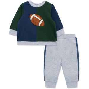 Little Me Clothes for Baby Boys’ 100% Cotton Active Set, Pull on Pants and Sweater, 3 Months to 12 Months(Med Heather Grey)