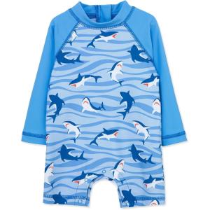 Little Me Clothes for Baby Boys’ Long Sleeve Full Coverage Rash Guard Suit, 6-24 Months(Blue Shark)