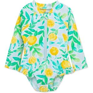 Little Me Clothes for Baby Girls’ Full Coverage Rash Guard, 6 Months – 4 Toddler(Blue Ice Water)