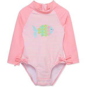 Little Me Clothes for Baby Girls’ Full Coverage Rash Guard, 6 Months – 4 Toddler(Bright Pink)