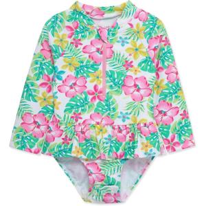 Little Me Clothes for Baby Girls’ Full Coverage Rash Guard, 6 Months – 4 Toddler(Floral Multi)