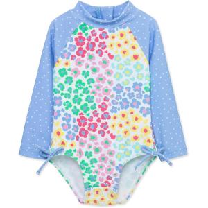 Little Me Clothes for Baby Girls’ Full Coverage Rash Guard, 6 Months – 4 Toddler(Multi/Vista Blue)
