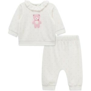 Little Me Clothes for Baby Girl’s and Boy’s Velour Sweatshirt Tracksuit, Jogger Sets, 3 Months to 12 Months(Marshmallow Sweet Bear)