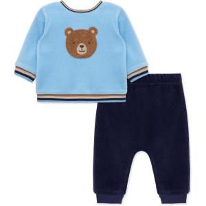 Little Me Clothes for Baby Girl’s and Boy’s Velour Sweatshirt Tracksuit, Jogger Sets, 3 Months to 12 Months(Peacoat Fuzzy Bear)