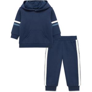 Little Me Simply Essential Solids Organic Cotton Blend Baby Boys’ Fleece Sweatshirt and Pant Set, 12 Months to 4 Toddler(Dress Blues)