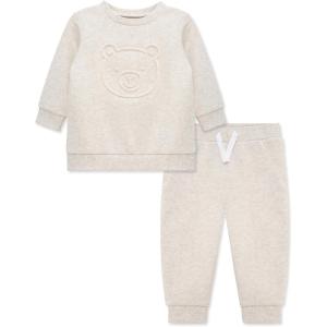 Little Me Simply Essential Solids Organic Cotton Blend Baby Boys’ Fleece Sweatshirt and Pant Set, 12 Months to 4 Toddler(Light Oatmeal Heather)