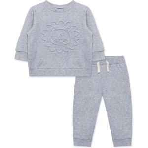 Little Me Simply Essential Solids Organic Cotton Blend Baby Boys’ Fleece Sweatshirt and Pant Set, 12 Months to 4 Toddler(Medium Heather Grey)