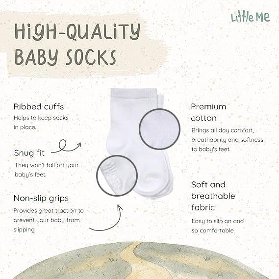 imageLittle Me 20Pack Newborn Baby Infant amp Toddler Unisex Socks 0121224 Months Assorted Size Pack White