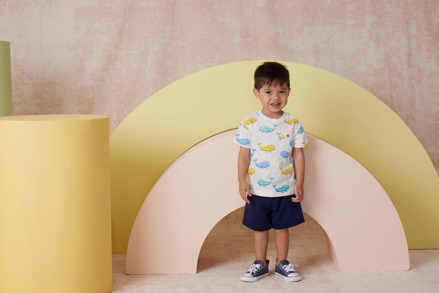 imageLittle Me Clothes for Baby Boys 3Piece Play Short Sets 12 Months 4 ToddlerGrey