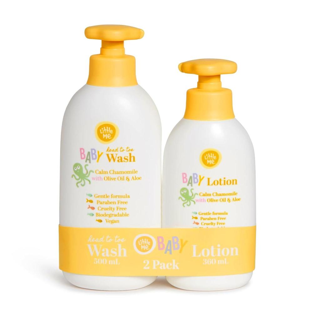 imageLittle Me 2 PacK Set Baby Calm Chamomile Head to Toe 500ml 3In1 Wash amp 360ml Baby Lotion with Olive Oil amp Aloe