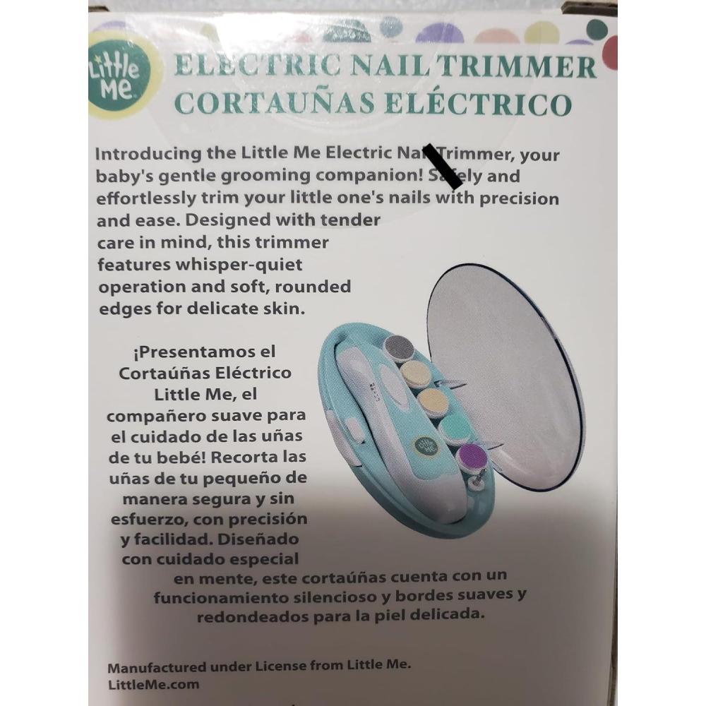 imageLittle Me Baby Nail Trimmer Electric Nail Trimmer Set Safe and Quick Baby Nail Trimming amp Filing with 6 Interchangeable Heads 2Speed Motor WhisperQuiet Operation and Storage Case