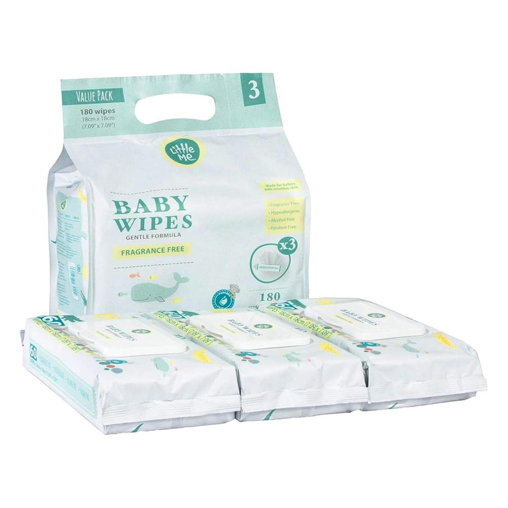 imageLittle Me Baby Wipes Gentle Formula FragranceFree Hypoallergenic Baby Wipes 180 CountUnscented