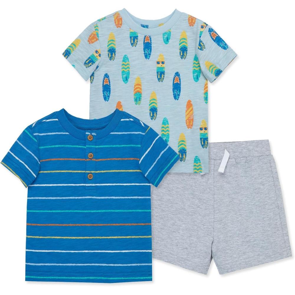 imageLittle Me Clothes for Baby Boys 3Piece Play Short Sets 12 Months 4 ToddlerGrey
