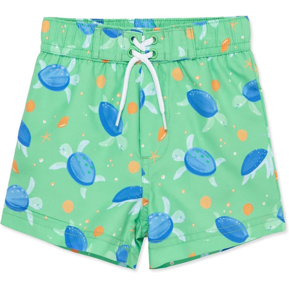 imageLittle Me Clothes for Baby Boys Swimsuit Trunks 6 Months 4 ToddlerGreen Turtle