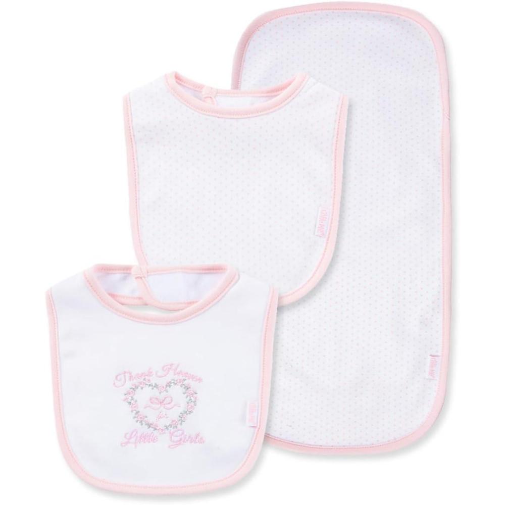 imageLittle Me Clothes for Baby Boys and Girls 2 Bibs and 1 Burp Cloth Set Soft Cotton Feeding Essentials with Velcro ClosuresThank Heaven