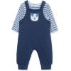 Little Me Baby Boys’ Puppy Stripe Knit Overalls, Jumpers, and Coverall Overalls, 0-24 Months(Blue)
