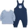 Little Me Baby Boys’ Puppy Stripe Knit Overalls, Jumpers, and Coverall Overalls, 0-24 Months(Blue)