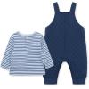 Little Me Baby Boys’ Puppy Stripe Knit Overalls, Jumpers, and Coverall Overalls, 0-24 Months(Blue)