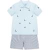 Little Me Clothes for Baby Boys’ Cotton Polo Short-Sleeve and Shorts Set, 12 Months – 4 Toddler(Blue Sailboat)