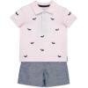 Little Me Clothes for Baby Boys’ Cotton Polo Short-Sleeve and Shorts Set, 12 Months – 4 Toddler(Blue Whale)