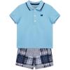 Little Me Clothes for Baby Boys’ Cotton Polo Short-Sleeve and Shorts Set, 12 Months – 4 Toddler(Blue/Blue Stripe Crap)