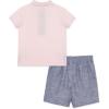 Little Me Clothes for Baby Boys’ Cotton Polo Short-Sleeve and Shorts Set, 12 Months – 4 Toddler(Blue/Pink Palm)