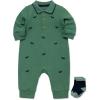 Little Me Clothes for Baby Boys’ Snap Closure Coverall and Matching Socks Set, 3 Months to 12 Months(Deep Grass Green)