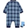 Little Me Clothes for Baby Boys’ Snap Closure Coverall and Matching Socks Set, 3 Months to 12 Months(Medieval Blue Plaid)