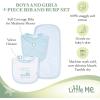 Little Me Clothes for Baby Boys’ and Girls’ 2 Bibs and 1 Burp Cloth Set, Soft Cotton Feeding Essentials with Velcro Closures(Blue Thank Heaven)