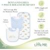 Little Me Clothes for Baby Boys’ and Girls’ 2 Bibs and 1 Burp Cloth Set, Soft Cotton Feeding Essentials with Velcro Closures(Ivory Multi)