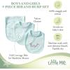 Little Me Clothes for Baby Boys’ and Girls’ 2 Bibs and 1 Burp Cloth Set, Soft Cotton Feeding Essentials with Velcro Closures(Mint Print)