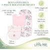 Little Me Clothes for Baby Boys’ and Girls’ 2 Bibs and 1 Burp Cloth Set, Soft Cotton Feeding Essentials with Velcro Closures(Pink)