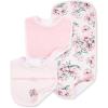 Little Me Clothes for Baby Boys’ and Girls’ 2 Bibs and 1 Burp Cloth Set, Soft Cotton Feeding Essentials with Velcro Closures(Pink)