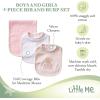 Little Me Clothes for Baby Boys’ and Girls’ 2 Bibs and 1 Burp Cloth Set, Soft Cotton Feeding Essentials with Velcro Closures(Pink/Bear)