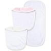 Little Me Clothes for Baby Boys’ and Girls’ 2 Bibs and 1 Burp Cloth Set, Soft Cotton Feeding Essentials with Velcro Closures(White Floral Rose)
