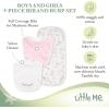 Little Me Clothes for Baby Boys’ and Girls’ 2 Bibs and 1 Burp Cloth Set, Soft Cotton Feeding Essentials with Velcro Closures(White Floral Rose)