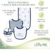Little Me Clothes for Baby Boys’ and Girls’ 2 Bibs and 1 Burp Cloth Set, Soft Cotton Feeding Essentials with Velcro Closures(White Print/Puppy)
