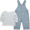 Little Me Essentials for Baby Girls and Boys Woven Jumpers and Coverall Overalls Set, Newborn to 24 Months(Dusty Blue/Marshmallow Doggies)